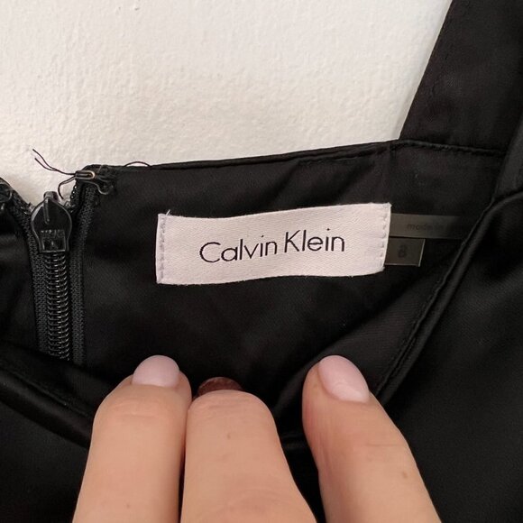 Calvin Klein Black Satin Bandage Bodycon Dress Sz 8 - Picture 6 of 13
